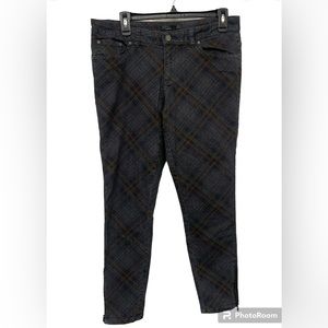 Prana Breathe Women’s Multicolored Plaid Pant Skinny Zip Ankle Size 10